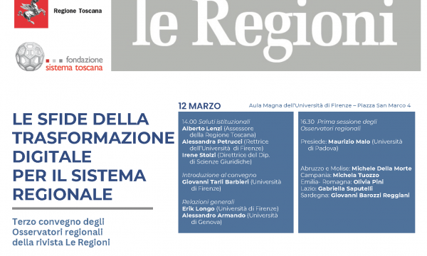 12-13 marzo 2026 - Le sfide della trasformazione digitale per il sistema regionale